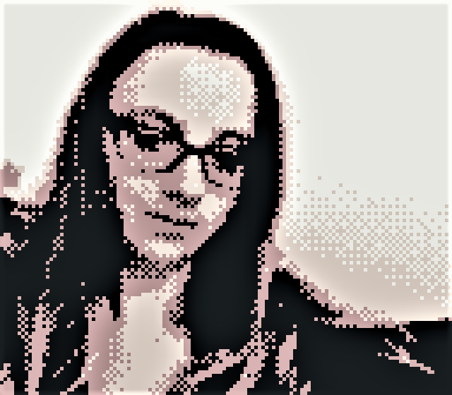 Picture of me in the pixelated style of the gameboy camera