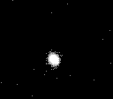 Small white sphere on a black background