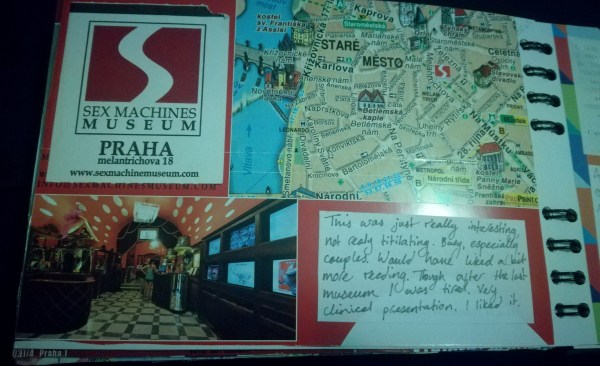 ticket, text discription and map glued over cex machine museum brochure