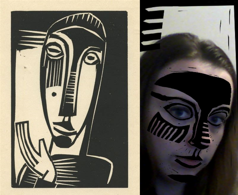side by side comparision of the woodcut and the filter